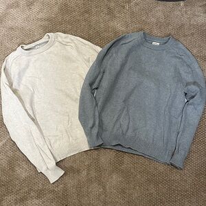 J. Crew Men Sweaters Crewneck in Gray and Cream